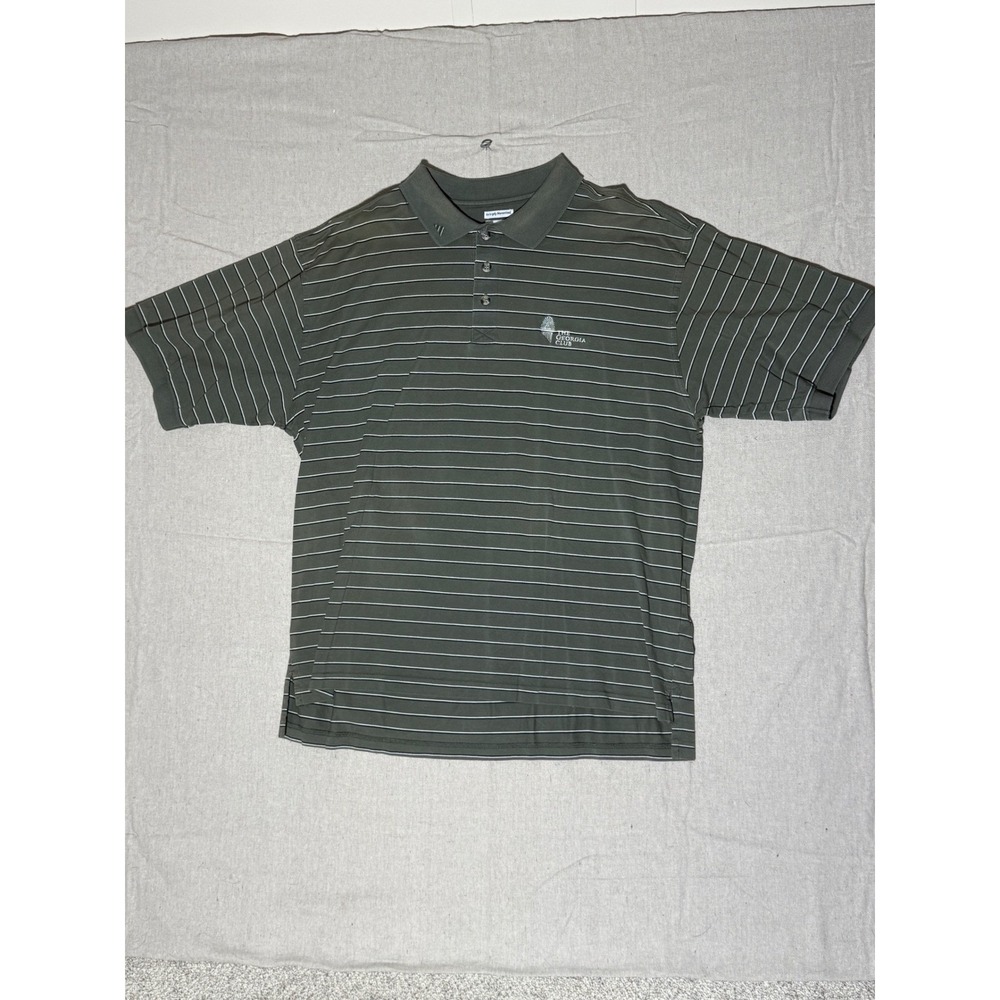 Adidas Mens Large Polo Shirt Olive Green Striped The Georgia Club Mercerized L